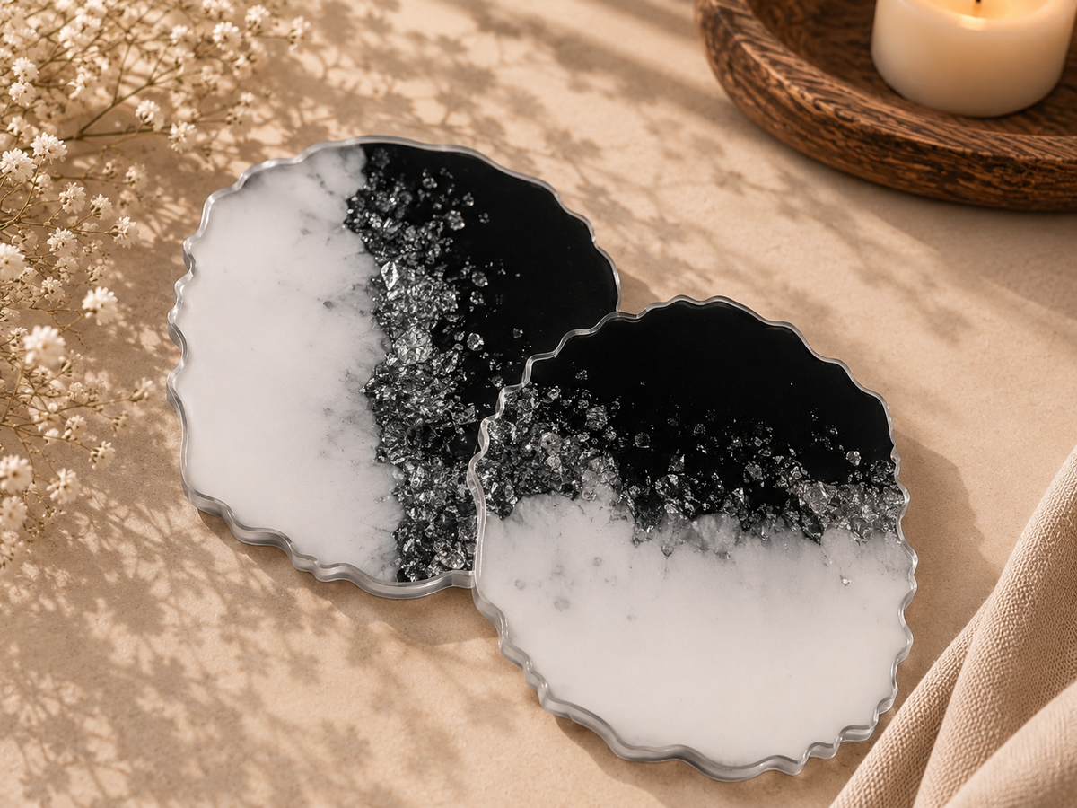 Black, White & Silver Coasters