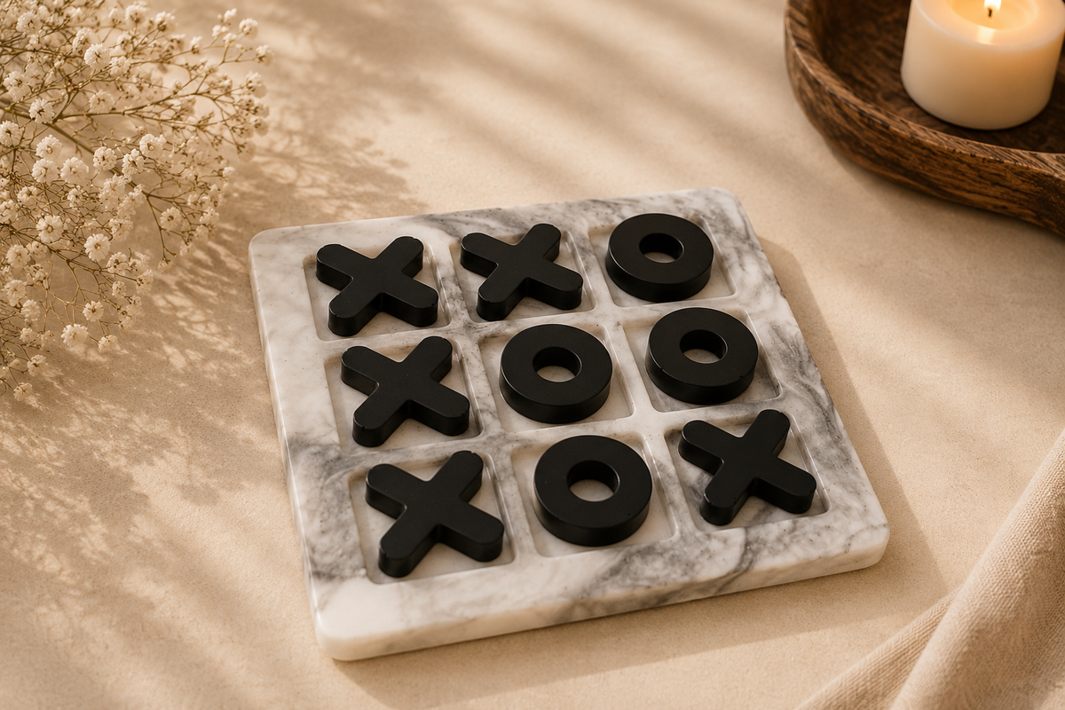 Marble & black Tic Tac Toe