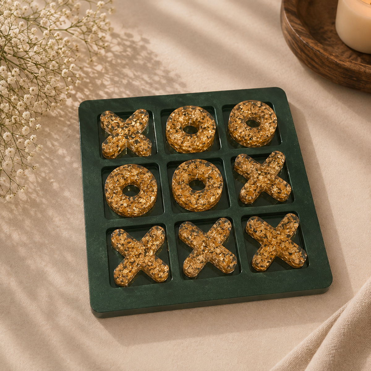 Emerald Green & Gold Tic Tac Toe