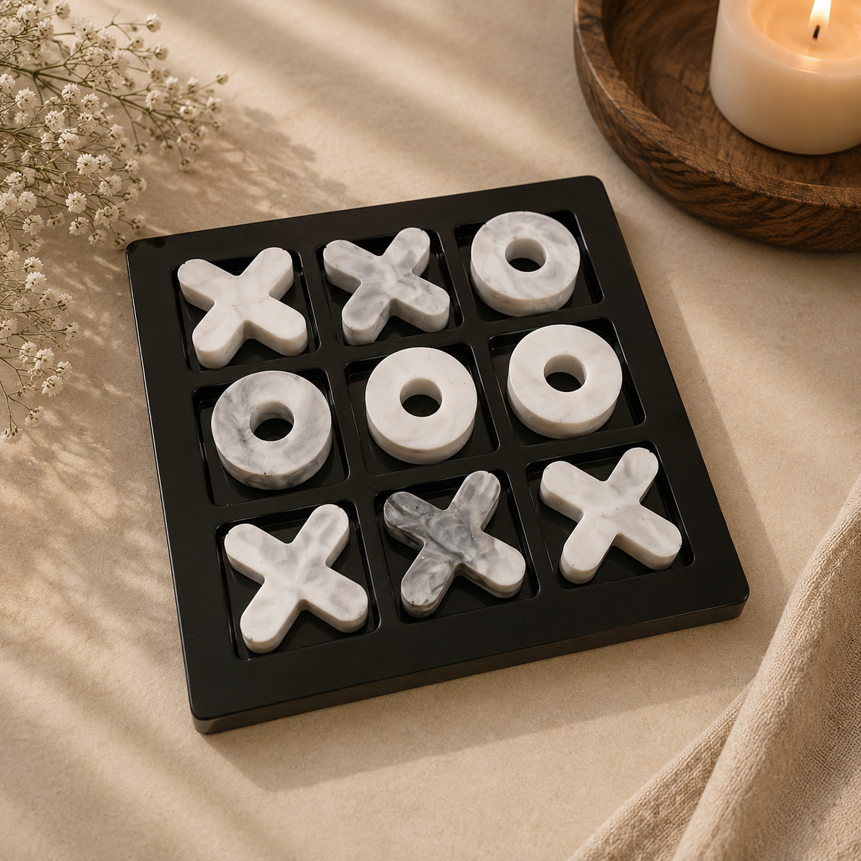 Black & Marble Tic Tac Toe
